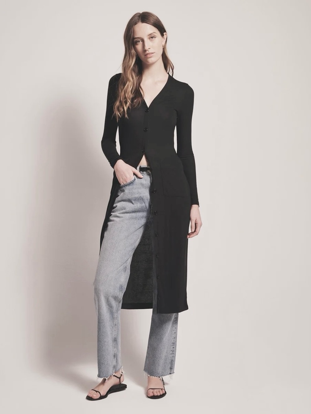 NAADAM Cashmere Silk Ribbed Cardigan Dress